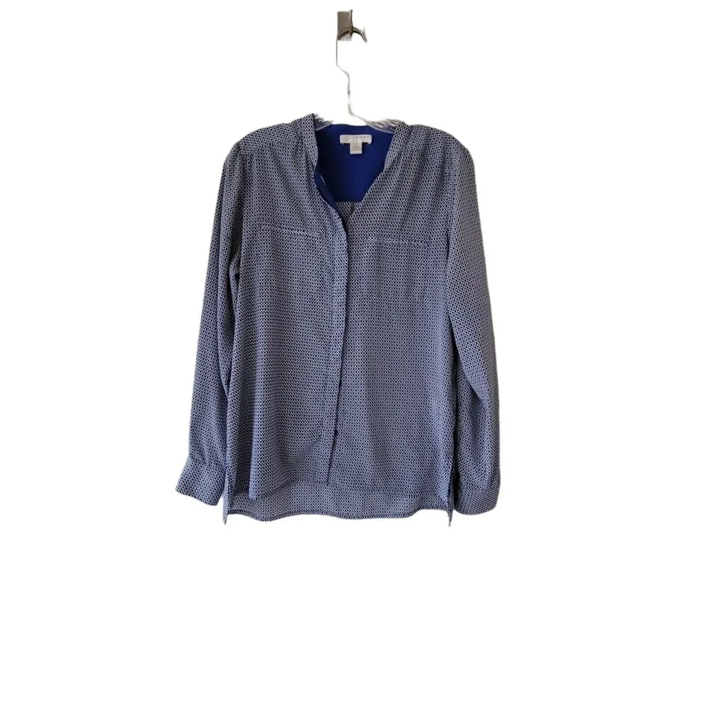 KENAR Button Down Dress Shirt Blue‎ Black Women's Medium